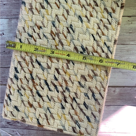 Handmade Plastic Canvas Clutch Purse Bag Variegated Yarn Neutrals Zig Zag Lined - Picture 12 of 12